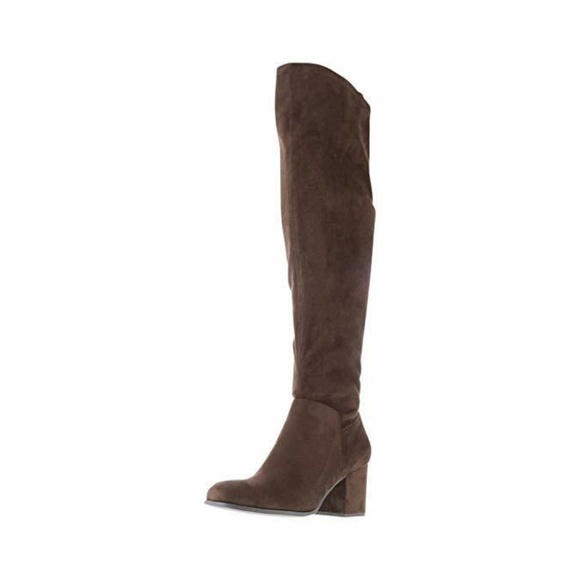 NEW Christian Siriano Samiya Faux Suede Over-the-knee Boots Brown Wide - Picture 1 of 11